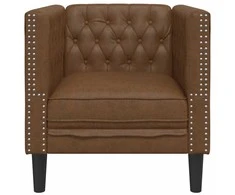 Sofa Chesterfield krėslas, rudos spalvos, dirbtinė versta oda