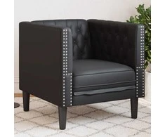 Sofa Chesterfield sofos kėdė juoda dirbtinė oda