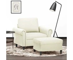 Sofa Krėslas su pakoja, kreminės spalvos, 60cm, aksomas