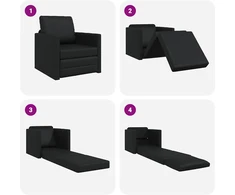 Sofa lova 60cm Juoda Dirbtinė Oda