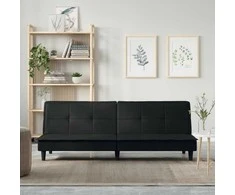 Sofa-lova, juodos spalvos, audinys