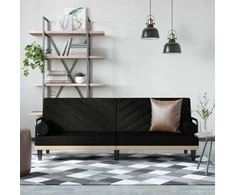 Sofa-lova su porankiais, juodos spalvos, audinys