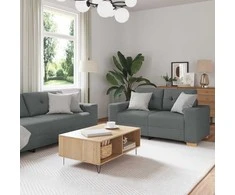 Sofa 3 pcs Tamsiai pilka 221 x 80 x 80 cm Lino mišinio audinys