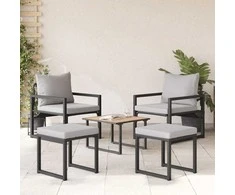 Sodo baldai 4 pcs 2-Vietų skaičius Šviesiai pilka Poliesteris