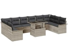 Sodo Sofų Rinkinys 11 pcs Šviesiai pilka Poli ratanas