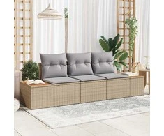 Sodo Sofų Rinkinys 3 pcs smėlio ir šviesiai pilkos spalvos