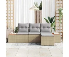 Sodo Sofų Rinkinys 4 pcs Bežinė ir šviesiai pilka Poli ratanas