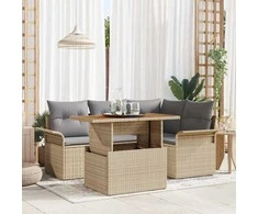 Sodo Sofų Rinkinys 5 pcs smėlio ir šviesiai pilkos spalvos