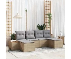 Sodo Sofų Rinkinys 6 pcs Bežinė ir šviesiai pilka Poli ratanas
