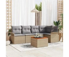 Sofa Sodo Sofų Rinkinys 6 pcs Bežinė ir šviesiai pilka poliratanas