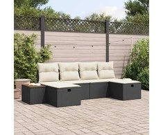 Sodo Sofų Rinkinys 6 pcs Juoda 55 x 62 x 69 cm Poli ratanas