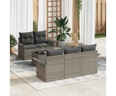 Sodo Sofų Rinkinys su pagalve 6 pcs Pilka 55 x 55 x 37 cm
