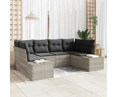 Sodo Sofų Rinkinys 6 pcs Šviesiai pilka Poli ratanas