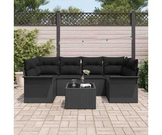 Sodo Sofų Rinkinys 7 pcs Juoda 55 x 55 x 37 cm poliratanas