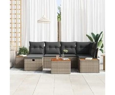 Sodo Sofų Rinkinys 7 pcs Pilka 55 x 62 x 69 cm Poli ratanas