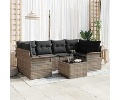 Sodo Sofų Rinkinys 7 pcs Pilka 55 x 55 x 37 cm poliratanas