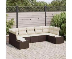 Sodo Sofų Rinkinys 7 pcs Ruda ir grietinėlė Poli ratanas