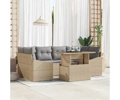 Sodo Sofų Rinkinys 7 pcs smėlio ir šviesiai pilkos spalvos