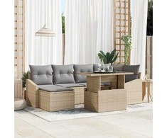 Sodo Sofų Rinkinys 7 pcs smėlio ir šviesiai pilkos spalvos