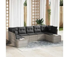 Sodo Sofų Rinkinys 7 pcs Šviesiai pilka Poli ratanas