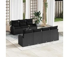 Sodo Sofų Rinkinys 8 pcs Juoda Poli ratanas, plienas ir stiklas