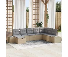 Sodo Sofų Rinkinys 8 pcs Smėlio 55 x 62 x 69 cm Poli ratanas
