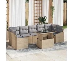 Sodo Sofų Rinkinys 8 pcs smėlio ir šviesiai pilkos spalvos