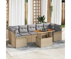 Sodo Sofų Rinkinys 8 pcs smėlio ir šviesiai pilkos spalvos