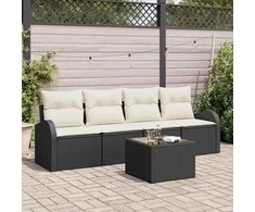 Sodo Sofų Rinkinys Juoda 55 x 55 x 37 cm poliratanas