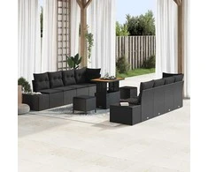 Sodo Sofų Rinkinys Juoda 90 x 55 x 71 cm Poli ratanas