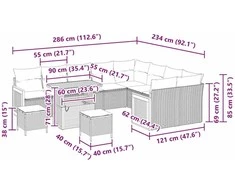 Sodo Sofų Rinkinys su pagalve 12 pcs Juoda