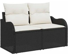 Sodo Sofų Rinkinys su pagalve 12 pcs Juoda ir kreminė