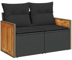 Sodo Sofų Rinkinys su pagalve 12 pcs Juoda