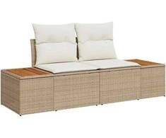 Sodo Sofų Rinkinys su pagalve 12 pcs Smėlio Poli ratanas