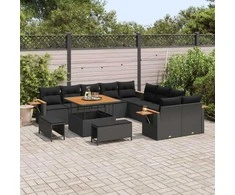 Sodo Sofų Rinkinys su pagalve 13 pcs Juoda