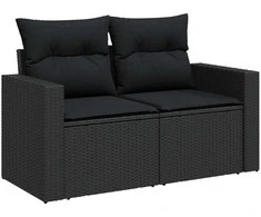 Sodo Sofų Rinkinys su pagalve 13 pcs Juoda poliratanas