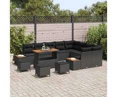 Sodo Sofų Rinkinys su pagalve 13 pcs Juoda Poli ratanas