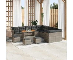 Sofa Sodo Sofų Rinkinys su pagalve 14 pcs Pilka poliratanas