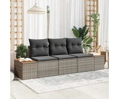 Sodo Sofų Rinkinys su saugykla 3 pcs Pilka Poli ratanas