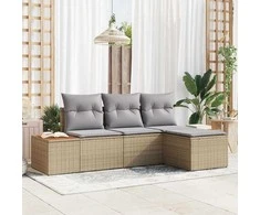 Sodo Sofų Rinkinys su pagalve 4 pcs Smėlio poliratanas
