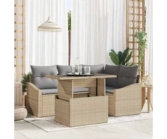 Sodo Sofų Rinkinys su pagalve 5 pcs Bežinė ir šviesiai pilka