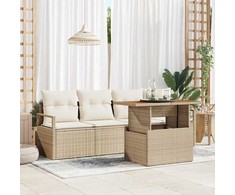 Sodo Sofų Rinkinys su pagalve 5 pcs smėlio ir kreminės spalvos