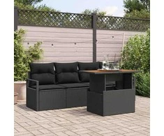 Sodo Sofų Rinkinys su pagalve 5 pcs Juoda