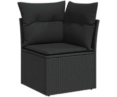 Sodo Sofų Rinkinys su pagalve 6 pcs Juoda Poli ratanas