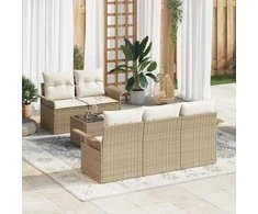 Sodo Sofų Rinkinys 6 pcs Bežinė ir kreminė 55 x 55 x 37 cm