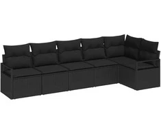 Sodo Sofų Rinkinys su pagalve 6 pcs Juoda poliratanas