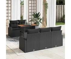 Sodo Sofų Rinkinys su pagalve 6 pcs Juoda
