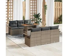 Sofa Sodo Sofų Rinkinys su pagalve 7 pcs Pilka