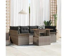 Sodo Sofų Rinkinys su pagalve 7 pcs Pilka