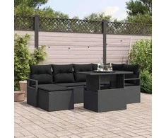 Sodo Sofų Rinkinys su pagalve 7 pcs Juoda